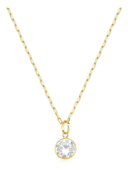 Colar Ponto De Luz Em Ouro 18k Elos Cadeado E 45cm Cor Branco