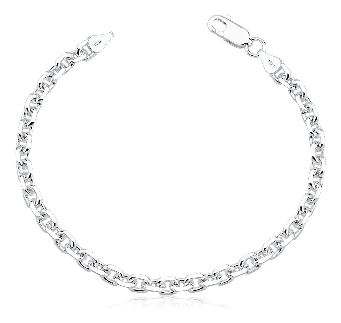 Pulseira Masculina De Prata 925 Elo Cadeado 5mm Comprimento 22 cm Diâmetro 22 cm